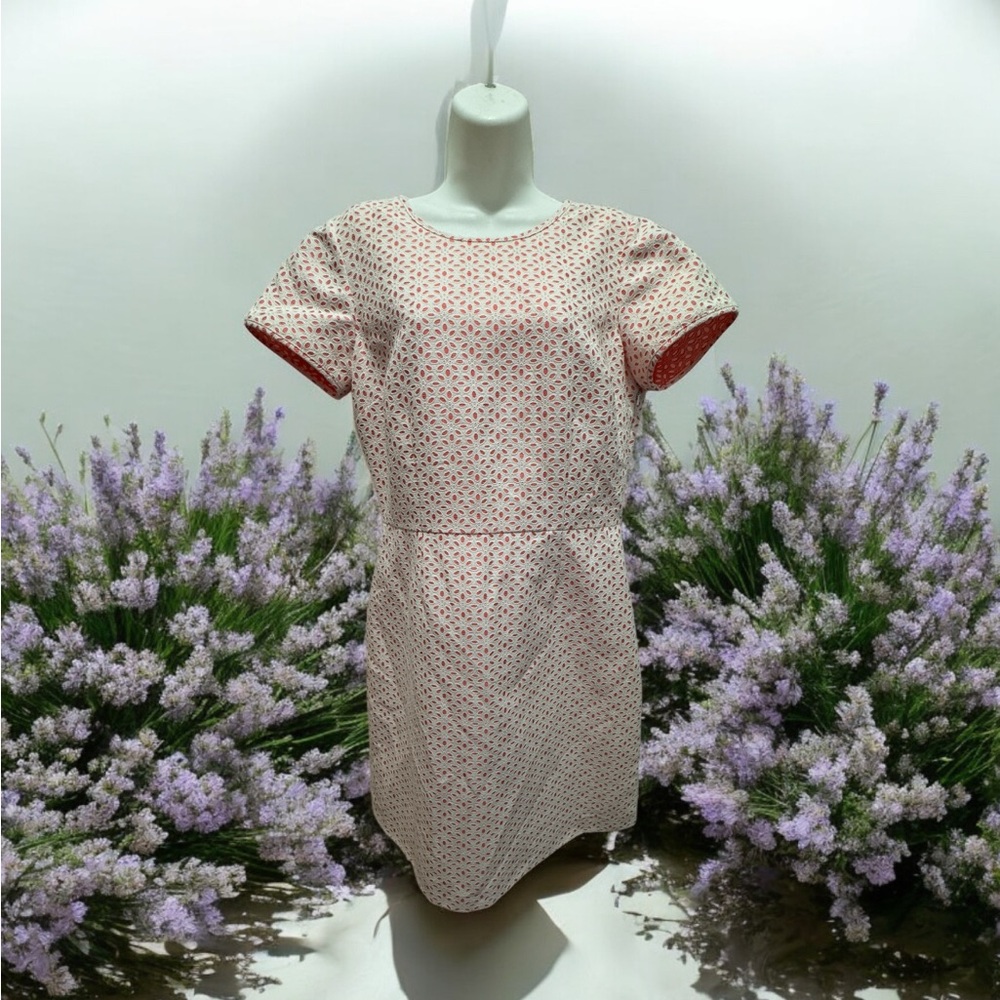 Brooks Brothers Pink and Red Patterned Midi Dress